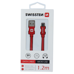 Swissten Datový kabel textilní USB / micro USB RED 0,2-3,0m