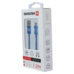Swissten Datový kabel textilní USB / micro USB BLUE 0,2-2,0m