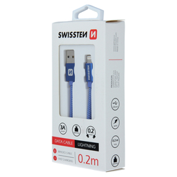 Swissten Datový kabel textilní USB / LIGHTNING BLUE 0,2-2,0m