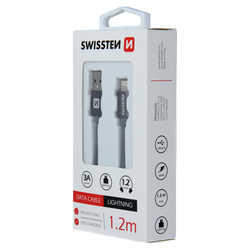 Swissten Datový kabel textilní USB / LIGHTNING GRAY 0,2-2,0m