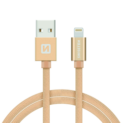 Swissten Datový kabel textilní USB / LIGHTNING GOLD 0,2-2,0m
