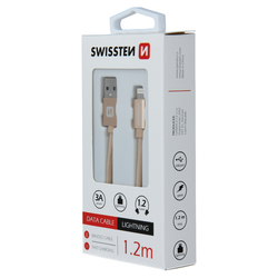 Swissten Datový kabel textilní USB / LIGHTNING GOLD 0,2-2,0m