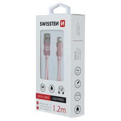 Swissten Datový kabel textilní USB / LIGHTNING RoGOLD 0,2-2,0m