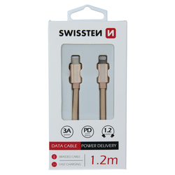 Swissten Datový kabel textilní USB / LIGHTNING GOLD 0,2-2,0m - kopie