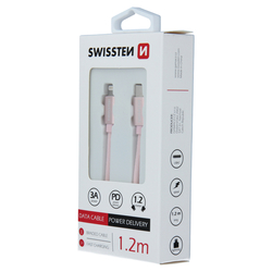 Swissten Datový kabel textilní USB-C / LIGHTNING RoGOLD 1,2m