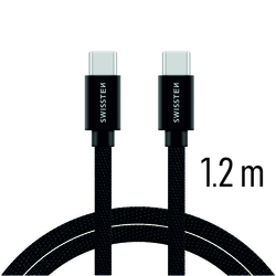 Swissten Datový kabel textilní USB-C / USB-C BLACK 1,2m