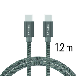 Swissten Datový kabel textilní USB-C / USB-C GRAY 1,2m