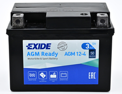 Exide AGM12-4, 12V 3Ah 50A (113x75x85mm) JIS: YTX4L-BS