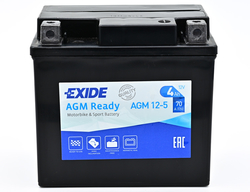 Exide AGM12-5, 12V 4Ah 70A (113x75x105mm) JIS: YTX5L-BS