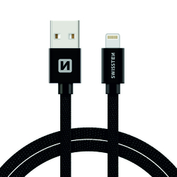 Swissten Datový kabel textilní USB / LIGHTNING BLACK 0,2-3,0m