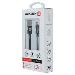Swissten Datový kabel textilní USB / LIGHTNING BLACK 0,2-3,0m