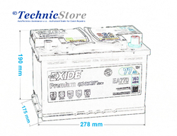 Exide Premium 12V 77Ah 760A, EA770 (278x175x190mm, pravá)