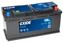 Exide Excell 12V 110Ah 850A, EB1100 (392x175x190mm, pravá)
