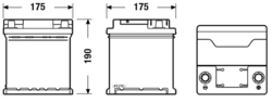 EXIDE Excell 12V 44Ah 420A, EB400 (175x175x190mm, pravá)