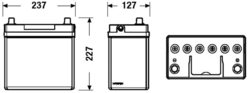 Exide Excell 12V 45Ah 330A, EB454 (237x127x227mm, pravá)