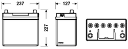 Exide Excell 12V 45Ah 330A, EB455 (237x127x227mm, levá)