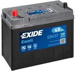 EXIDE Excell 12V 45Ah 330A, EB457 (237x127x227mm, levá)