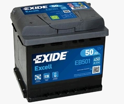 EXIDE Excell 12V 50Ah 450A, EB501 (207x175x190mm, levá)