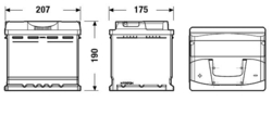 EXIDE Excell 12V 50Ah 450A, EB501 (207x175x190mm, levá)