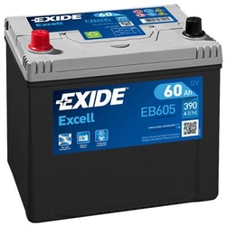 Exide Excell 12V 60Ah 390A, EB605 (230x173x222mm, levá)