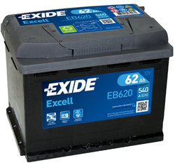 Exide Excell 12V 62Ah 540A, EB620 (242x175x190mm, pravá)