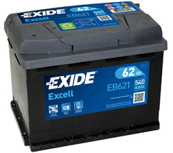 Exide Excell 12V 62Ah 540A, EB621 (242x175x190mm, levá)