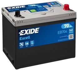 Exide Excell 12V 70Ah 540A, EB704 (272x173x222mm, pravá)