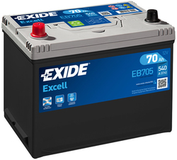 Exide Excell 12V 70Ah 540A, EB705 (272x173x222mm, levá)