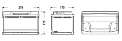 Exide Excell 12V 71Ah 670A, EB712 (278x175x175mm, pravá)