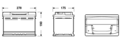 Exide Excell 12V 74Ah 680A, EB741 (278x175x190mm, levá)