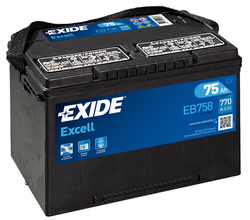 Exide Excell 12V 75Ah 770A, EB758 (260x180x186mm, levá)