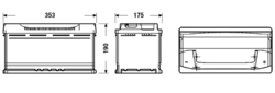 EXIDE Excell 12V 95Ah 800A, EB950 (353x175x190mm, pravá)