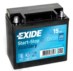 EXIDE AGM 12V 15Ah 200A, EK151 (150x90x145mm, levá)