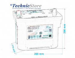 Exide AGM 12V 50Ah 800A, EK508 (260x173x206mm)