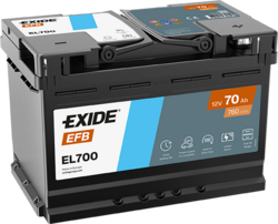 Exide EFB 12V 70Ah 760A, EL700 (278x175x190mm, pravá)