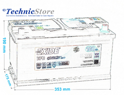 Exide EFB 12V 100Ah 900A, EL800 (353x175x190mm, pravá)