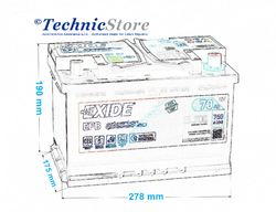 Exide EFB 12V 70Ah 760A, EL700 (278x175x190mm, pravá)