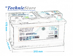 Exide EFB 12V 75Ah 730A, EL752 (315x175x175mm, pravá)