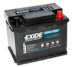 Exide EP500 Dual AGM 12V 60Ah 680A (242x175x190mm)