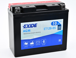 Exide AGM 12V 10Ah 160A, ET12B-BS (150x70x130mm) JIS: YT12B-BS