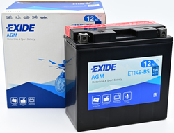 Exide AGM 12V 12Ah 190A, ET14B-BS (150x70x145mm) JIS: YT14B-BS