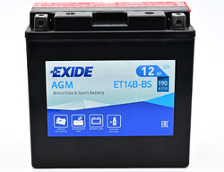 Exide AGM 12V 12Ah 190A, ET14B-BS (150x70x145mm) JIS: YT14B-BS