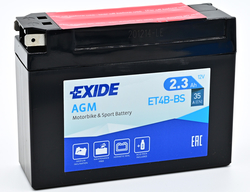 Exide AGM 12V 2,3Ah 35A, ET4B-BS (113x38x85mm) JIS: YT4B-BS