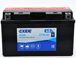 Exide AGM 12V 6,5Ah 85A, ET7B-BS (150x65x93mm) JIS: YT7B-BS