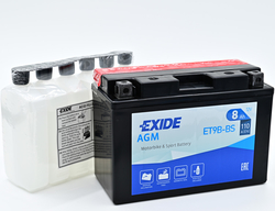 Exide AGM 12V 8Ah 110A, ET9B-BS (150x70x105mm) JIS: YT9B-BS