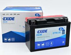 Exide AGM 12V 8Ah 110A, ET9B-BS (150x70x105mm) JIS: YT9B-BS