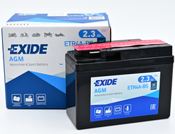 Exide AGM 12V 2,3Ah 35A, ETR4A-BS (113x48x85mm) JIS: YTR4A-BS 