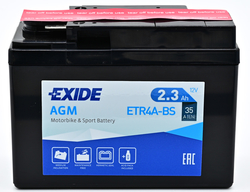 Exide AGM 12V 2,3Ah 35A, ETR4A-BS (113x48x85mm) JIS: YTR4A-BS 