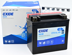 Exide AGM 12V 12Ah 200A, ETX14L-BS (150x87x145mm) JIS: YTX14L-BS