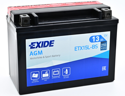 Exide AGM 12V 13Ah 210A, ETX15L-BS (175x87x130mm) JIS: YTX15L-BS